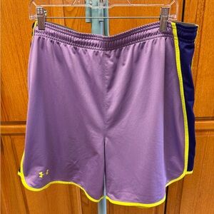 Under Armour Lavender and Navy Shorts with Yellow Accents